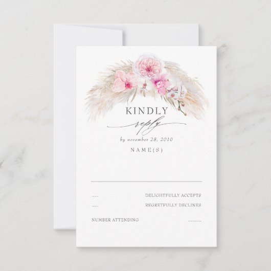 Exotisch Oerwoud Foliage Elegant Wedding RSVP (Voorkant)