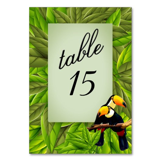 Exotisch Oerwoud Toucan-tabelnummer Kaart (Achterkant)