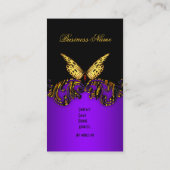 Exotisch Paarse Gouden Zwarte Vlinder Elegant Clas Visitekaartje (Achterkant)