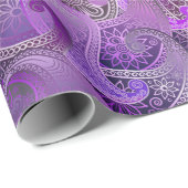 Exotisch Paarse Paisley Boho Damask Pattern Cadeaupapier (Rol Hoek)