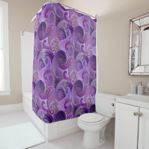 Exotisch Paarse Paisley Boho Damask Pattern Douchegordijn