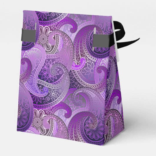 Exotisch Paarse Paisley Damask Pattern Bedankdoosjes (Achterkant)