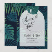 Exotisch palmenblad save the date (Voorkant / Achterkant)
