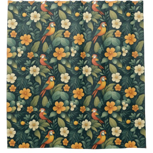 Exotisch papegaai Oerwoud Douchegordijn (Voorkant)