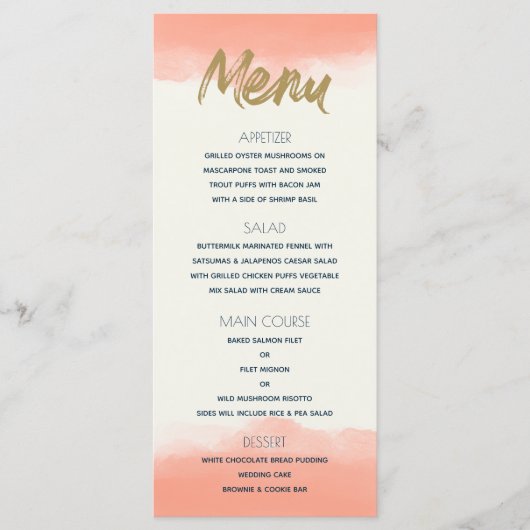 Exotisch Paradijs Koraal Aquarel Menu (Voorkant)