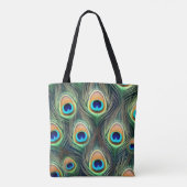 Exotisch pauwenpatroon tote bag (Achterkant)