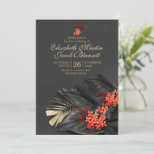 Exotisch rood west indiase jasmijn bruiloft kaart (Staand voorkant)