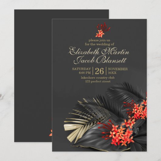 Exotisch rood west indiase jasmijn bruiloft kaart (Voorkant / Achterkant)