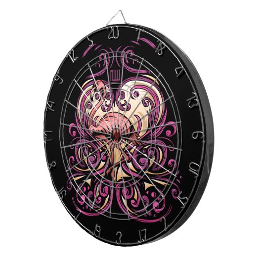 Exotisch roze dartbord (Voorkant Rechts)