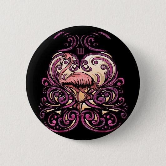 Exotisch roze ronde button 5,7 cm (Voorkant)