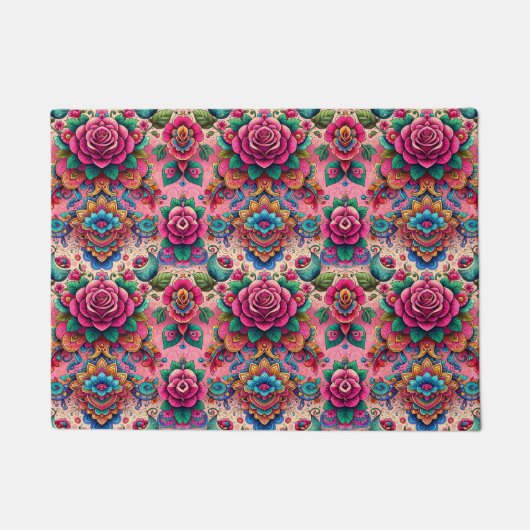 Exotisch roze rozen ontwerp deurmat (Voorkant)