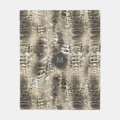Exotisch slangenhuidpatroon met uw monogram fleece deken (Voorkant)
