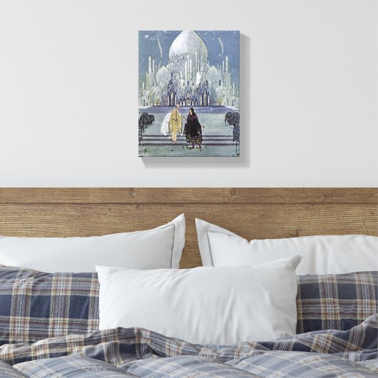 Exotisch sprookje prins en prinses magisch kasteel canvas afdruk (Insitu (Slaapkamer))