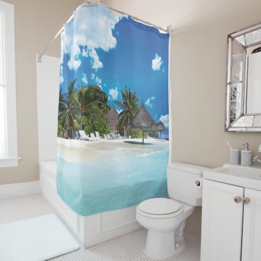 Exotisch strand douchegordijn (In situ)