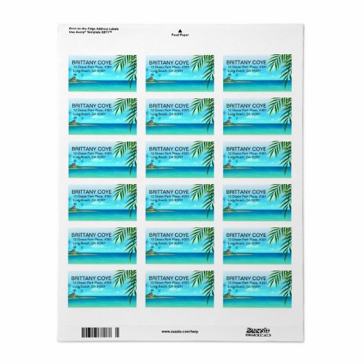 Exotisch strand etiket (Full Sheet)