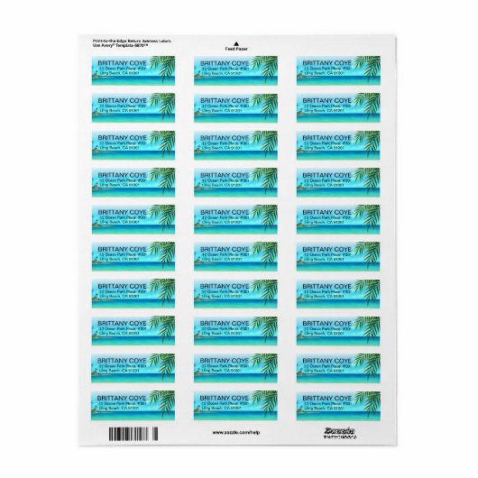 Exotisch strand etiket (Full Sheet)