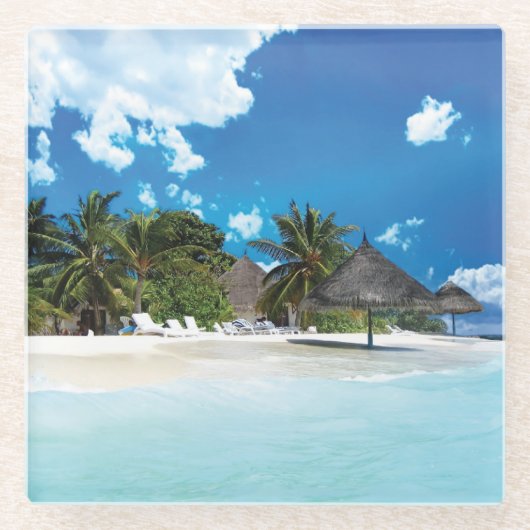 Exotisch strand glazen onderzetter (Voorkant)