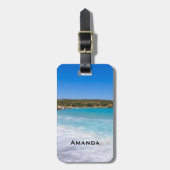 Exotisch strand tropisch eiland paradijs bagagelabel (Voorkant verticaal)