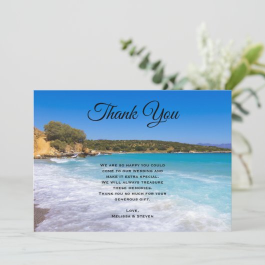 Exotisch strand tropisch eiland paradijs bruiloft bedankkaart (Staand voorkant)
