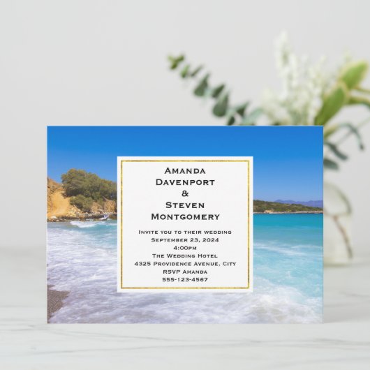 Exotisch strand tropisch eiland paradijs bruiloft kaart (Staand voorkant)