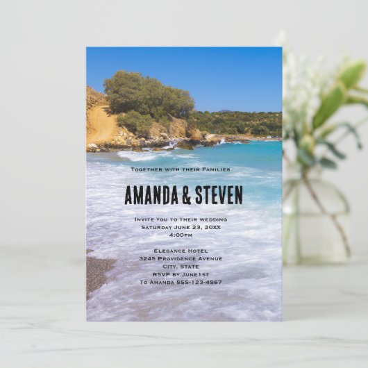 Exotisch strand tropisch eiland paradijs bruiloft kaart (Staand voorkant)