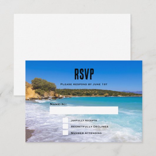 Exotisch strand tropisch eiland paradijs bruiloft RSVP kaartje (Voorkant / Achterkant)