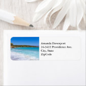 Exotisch strand tropisch eiland paradijs etiket (Insitu)