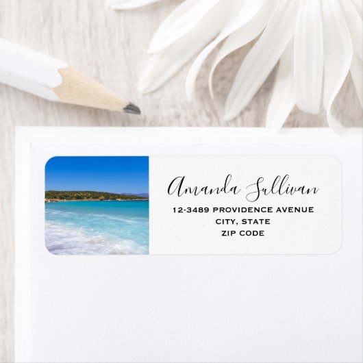 Exotisch strand tropisch eiland paradijs etiket (Insitu)