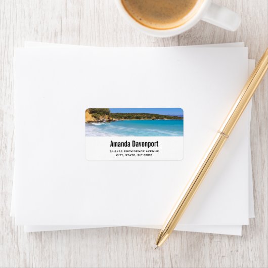 Exotisch strand tropisch eiland paradijs etiket (Insitu)