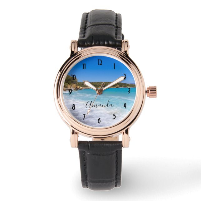 Exotisch strand tropisch eiland paradijs horloge (Voorkant)
