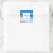 Exotisch strand Tropisch eiland Paradijs Keuken Vierkante Sticker (Tas)