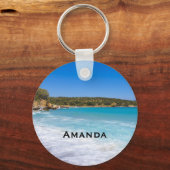 Exotisch strand tropisch eiland paradijs sleutelhanger (Achterkant)