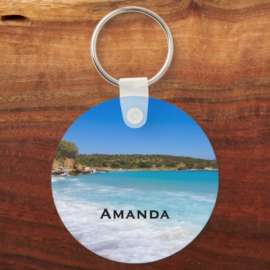 Exotisch strand tropisch eiland paradijs sleutelhanger (Achterkant)