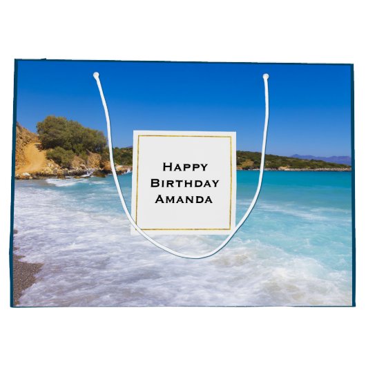 Exotisch strand tropisch eiland paradijs verjaarda groot cadeauzakje (Achterkant)