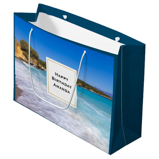 Exotisch strand tropisch eiland paradijs verjaarda groot cadeauzakje (Voorkant Gekanteld)