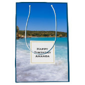 Exotisch strand tropisch eiland paradijs verjaarda medium cadeauzakje (Voorkant)