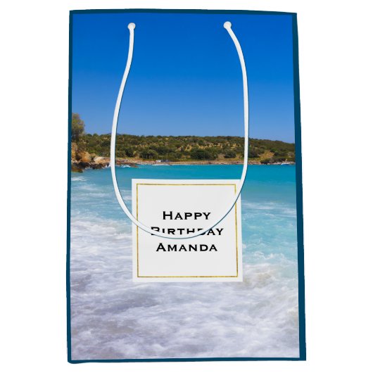 Exotisch strand tropisch eiland paradijs verjaarda medium cadeauzakje (Voorkant)