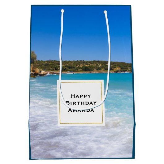 Exotisch strand tropisch eiland paradijs verjaarda medium cadeauzakje (Achterkant)