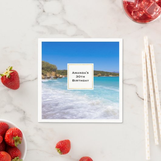 Exotisch strand tropisch eiland paradijs verjaarda servet (Insitu)