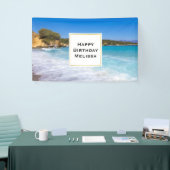 Exotisch strand tropisch eiland paradijs verjaarda spandoek (Beurs)