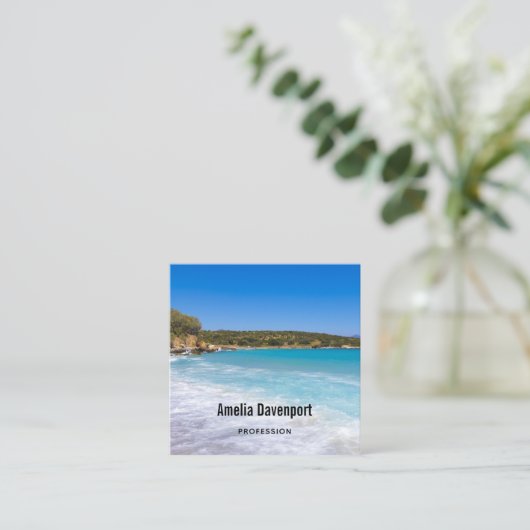 Exotisch strand tropisch eiland paradijs vierkante visitekaartje (Staand voorkant)