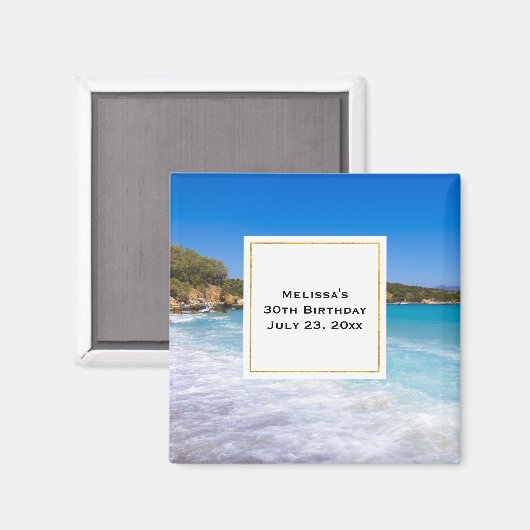 Exotisch strand Tropisch eiland Paradise Event Magneet (Voorkant / Achterkant)