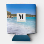 Exotisch strand Tropisch eiland Paradise Monogram Blikjeskoeler (Achterkant)