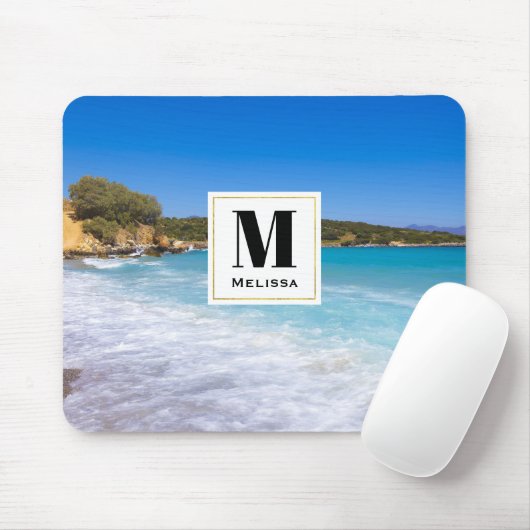 Exotisch strand Tropisch eiland Paradise Monogram Muismat (Met muis)