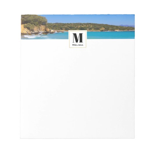 Exotisch strand Tropisch eiland Paradise Monogram Notitieblok (Voorkant)