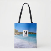 Exotisch strand Tropisch eiland Paradise Monogram Tote Bag (Voorkant)