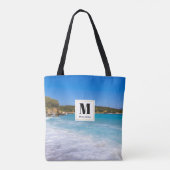 Exotisch strand Tropisch eiland Paradise Monogram Tote Bag (Achterkant)