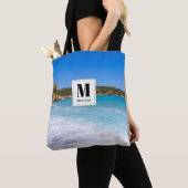 Exotisch strand Tropisch eiland Paradise Monogram Tote Bag (Dichtbij)