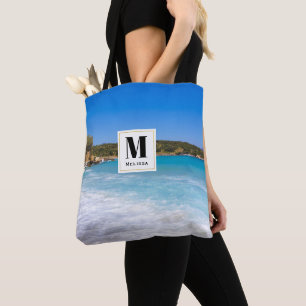 Exotisch strand Tropisch eiland Paradise Monogram Tote Bag