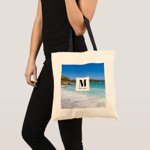 Exotisch strand Tropisch eiland Paradise Monogram Tote Bag